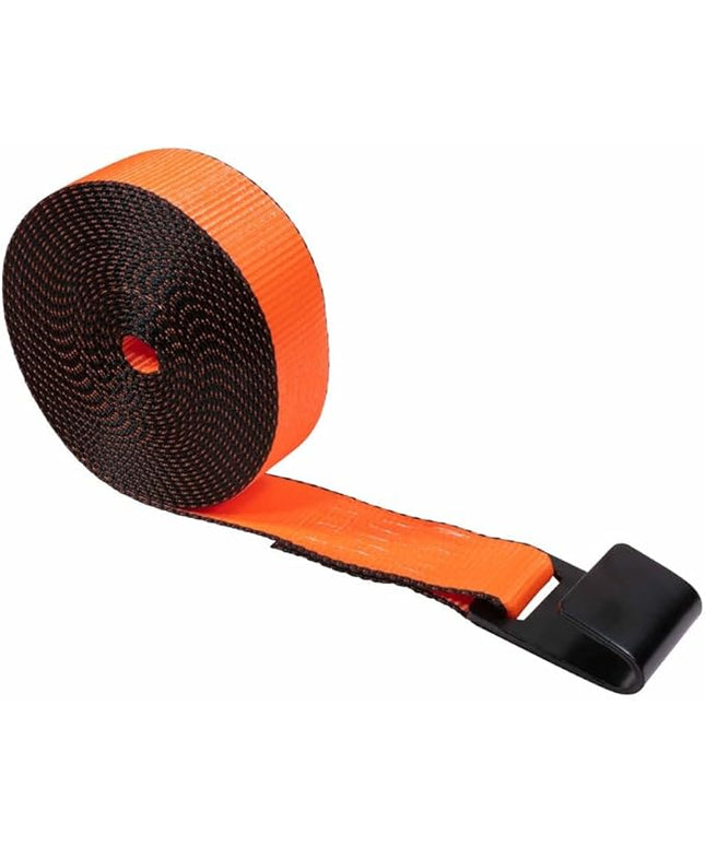 Mytee Products Winch Straps 2" x30' - High Abrasion Orange Heavy Duty Tie Down w/Flat Hook WLL# 6670 lbs - 2 Inch Cargo Control for Flatbed Truck Utility Trailer