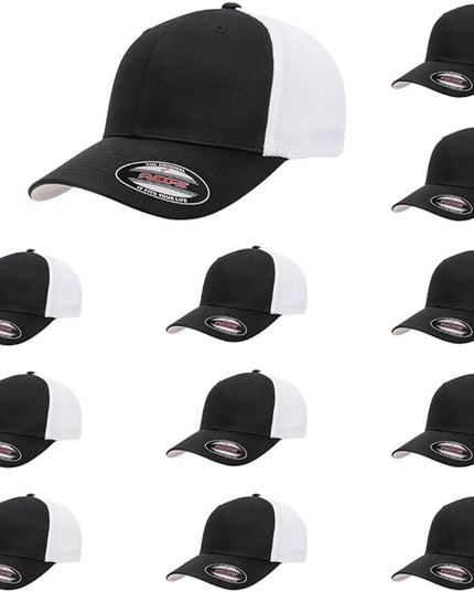 Flexfit 6511 Fitted Mid-Profile Stretchable Mesh Panels Trucker Cap | Bulk Pack Available