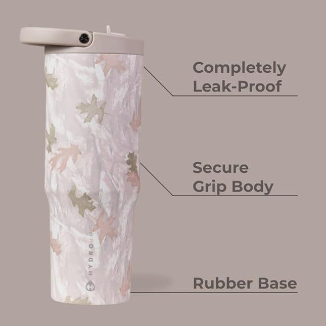 HydroJug Sport - Stainless Steel Tumbler with Straw, Vacuum Insulated, 40oz Leakproof Water Bottle, Ergonomic Design, Reusable, Dishwasher Safe, Rubber Base, Durable for Gym or Outdoors, Camo