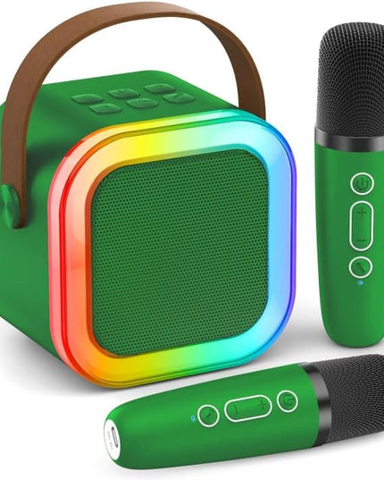 Karaoke Machine for Kids Adults, Portable Bluetooth Speaker with 2 Wireless Karaoke Microphones Player, 2026 TOP Birthday for Girls Boys 3,4,5,6,7,8+Year Old Toddler Toys(Dark Green)