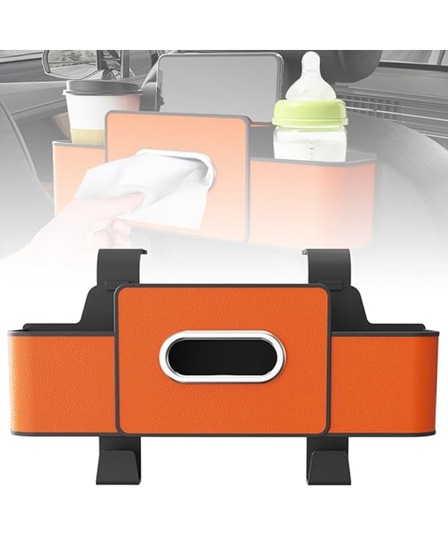 Car Organizers and Storage Box, 4 in 1 Multifunctional Car Backseat Organizer with Cup Holder for Hold Phones, Snacks, Drinks, and Handbags, Universal Fit for Most Cars (Orange)