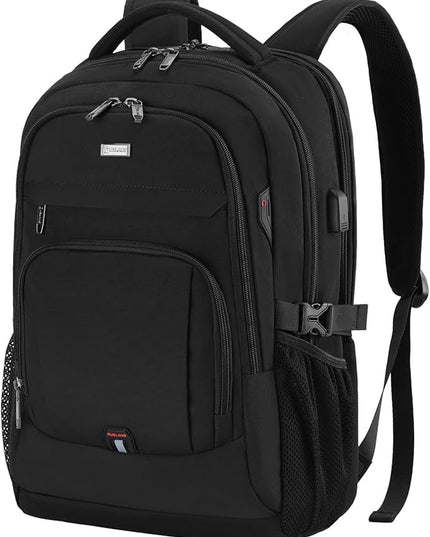 DUSLANG 17 Inch Laptop Backpack for Travel Water Resistant College Backpack for Men Women Laptop Bag with USB Charging Port Clear Cosmetic Bag,Black