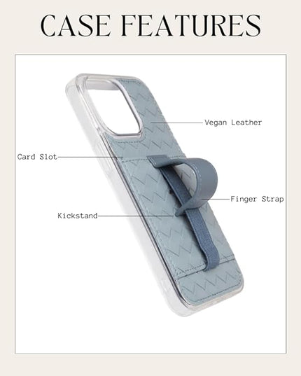 Walli Cases for iPhone 17 Case Aesthetic Wallet Phone Case Card Holder, Securely Holds up to 2 Cards - Cute, Trendy Phone Cover for Women, fits iPhone 17 with Kickstand & Finger Strap
