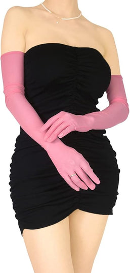 Women's Super Long Sheer Gloves 1920s Mesh Tulle Gloves for Opera Christmas Costume Party Dance Bridal