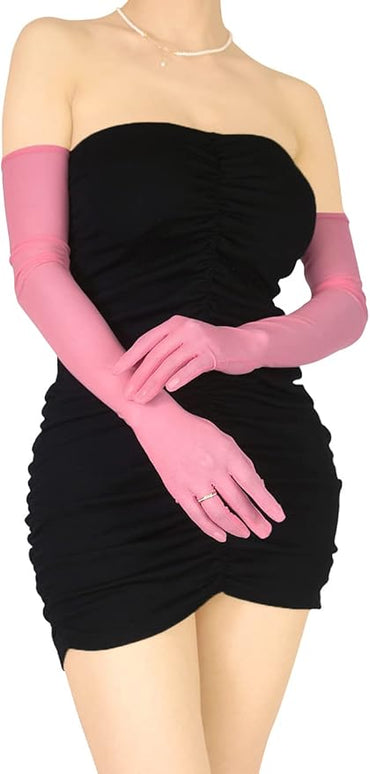 Women's Super Long Sheer Gloves 1920s Mesh Tulle Gloves for Opera Christmas Costume Party Dance Bridal
