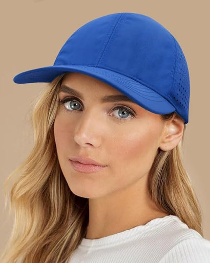 Xinveen Quick Dry Baseball Cap Curved Brim Snapback Hat Laser Cut Mesh Ball Cap Golf Ball Cap for Men Women