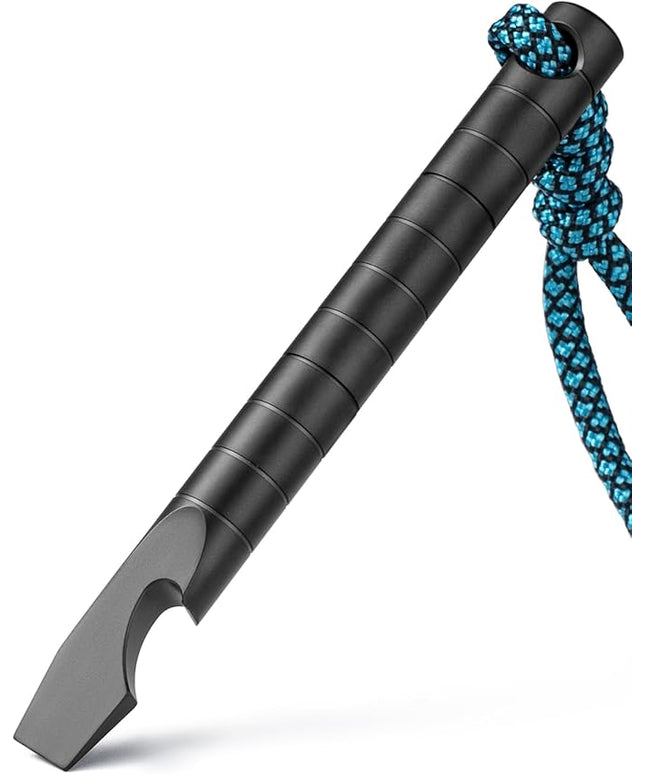 TISUR Titanium EDC Pry Bar, Keychain Prybar Multitool With Bottle Opener, 6 in 1 Portable Pocket Mini Crowbar Tool (Black)
