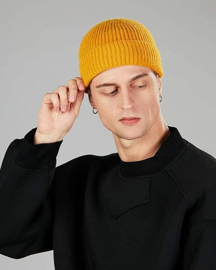 ROYBENS 4 Pack Wool Fisherman Beanies for Men, Knit Short Watch Cap Winter Warm Hats