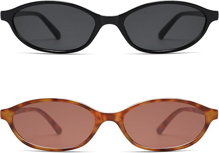 Retro Oval Cat Eye Sunglasses for Women Y2k Trendy Narrow Sunnies Designer Sun Glasses AR82253