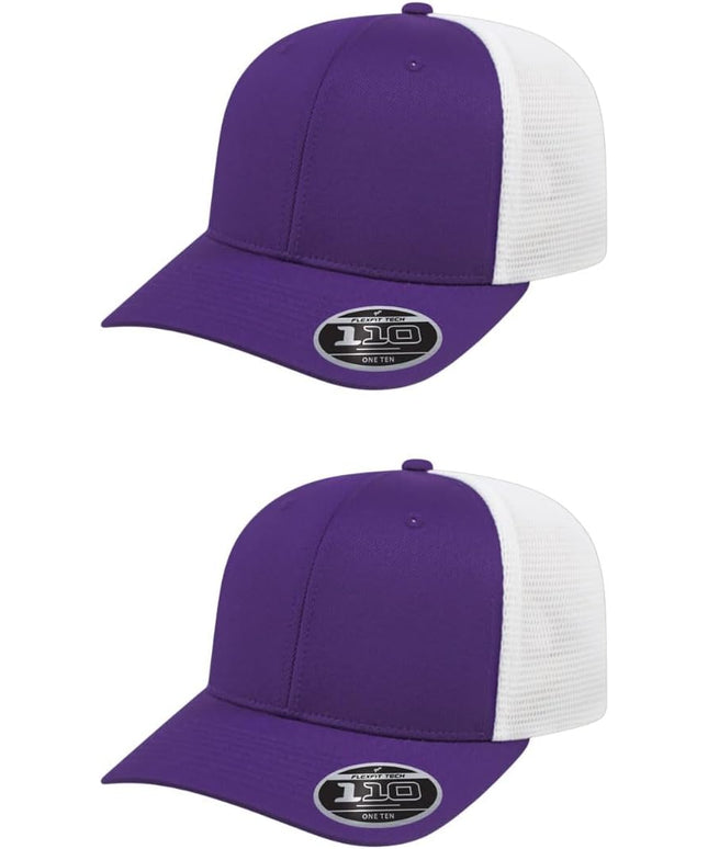Cap America i8502 Flexfit 110 Premium Mid Profile 6-Panel Mesh Back Trucker Cap Hat w/UV Guard & Adjustable Snapback