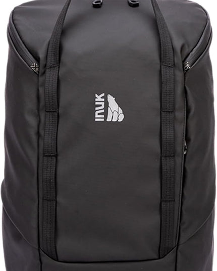INUK Laptop Backpack for College Students & Work, 25L Lightweight Waterproof Backpack for Business Travel, Hiking Daypack with Padded Sleeve and Safety Whistle, Made from Recycled Materials，Black