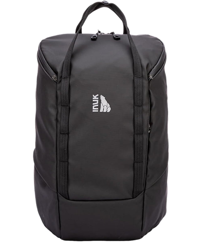 INUK Laptop Backpack for College Students & Work, 25L Lightweight Waterproof Backpack for Business Travel, Hiking Daypack with Padded Sleeve and Safety Whistle, Made from Recycled Materials，Black