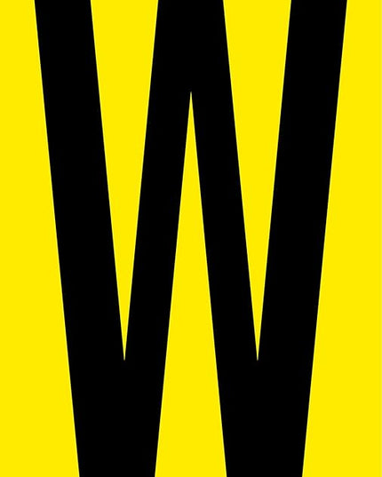 Mighty Line W Letter Alphabet Die Cut Location Markers, Large Decal Stickers for Pallet and Machinery Marking, Heavy-Duty, Peel and Stick Adhesive, Industrial Quality, 6"x10", Pack of 10, Yellow