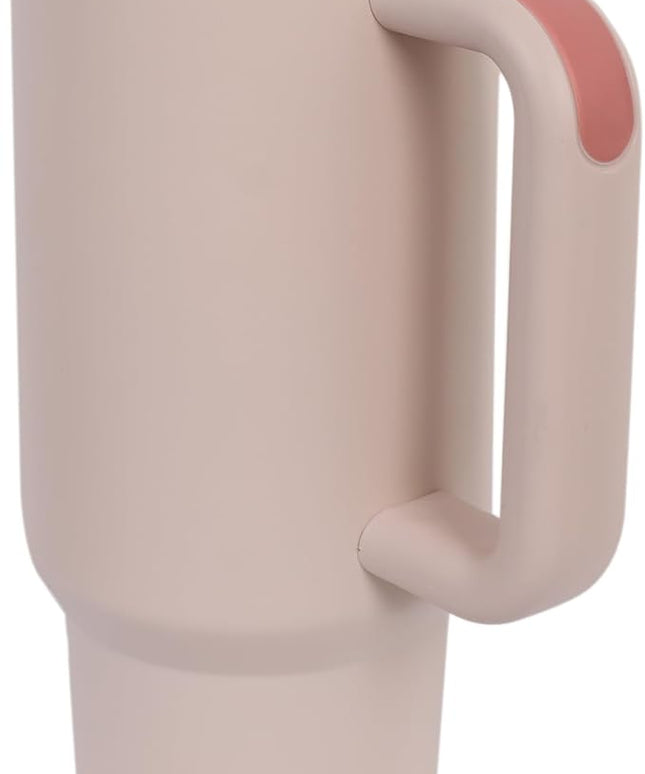 40oz Insulated Tumbler with Handle, Leakproof Straw Lid & Carry Handle - Double Wall Vacuum Insulation Keeps Ice 24 Hours, BPA Free Stainless Steel Water Bottle (Seashell)