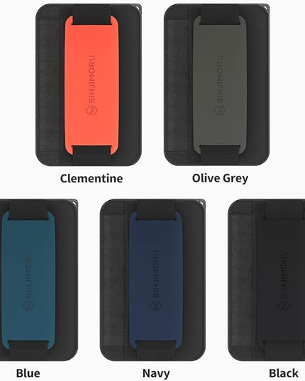 Sinjimoru for 3 in 1 MagSafe Wallet 2600g Magnetic Strength Phone Grip with Stretchy Fabric Secure Flap Anti-Drop Tag Holder for iPhone 16 15 14 13 12 M-BGRIP Clementine