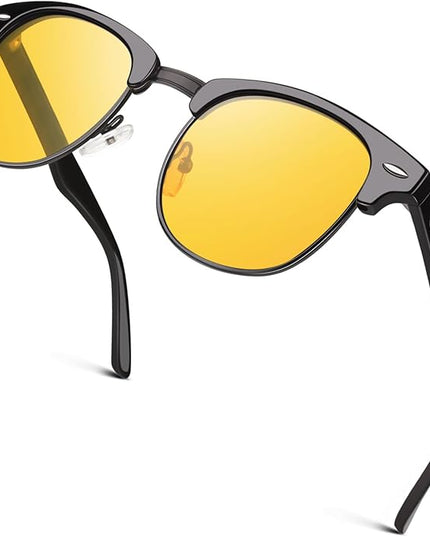 GQUEEN Classic Horn Rimmed Semi Rimless Polarized Sunglasses for Men Women GQO6