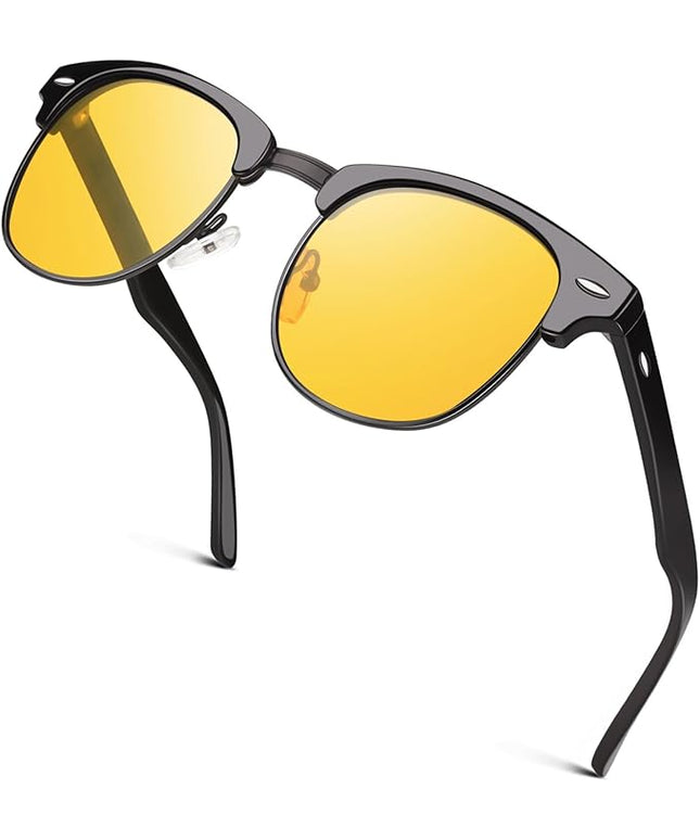 GQUEEN Classic Horn Rimmed Semi Rimless Polarized Sunglasses for Men Women GQO6