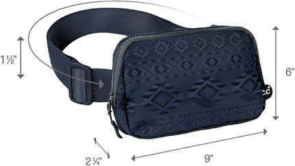 C.C Belt Bag for Women – Quilted Fanny Pack Crossbody Waist Bag with Adjustable Strap, Fashion Gift Idea (Aztec Pattern - navy)