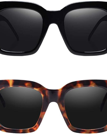 Vintage Women Oversized Sunglasses Designer Luxury Square Sun Glasses UV400 Protection Flat Lens