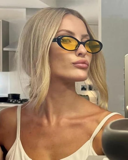 90s Sunglasses for Women Men Retro Small Oval Sunglasses