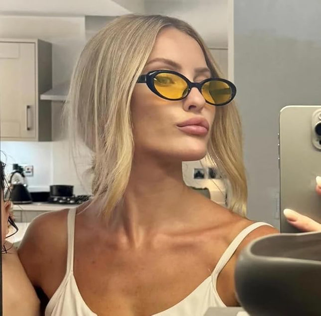 90s Sunglasses for Women Men Retro Small Oval Sunglasses
