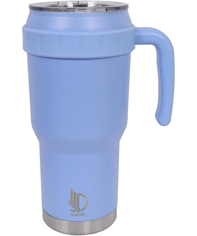 40 Oz Tumbler with Handle & Straw Lid, Insulated Stainless Steel Vacuum Flask, Double Wall Thermal Car Cup for Hot & Cold Drinks, Leak Proof, BPA Free (Cornflower Blue)