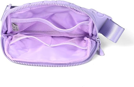 C.C Quilted Puffer Fanny Pack For Women Unisex - Daily Waist Crossbody Belt bag With Adjustable Strap (Lavender)