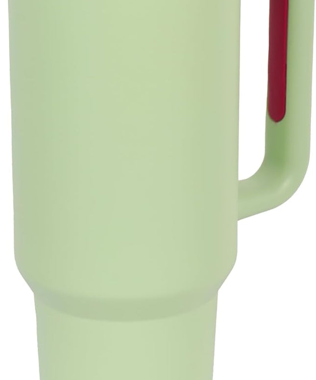 40oz Insulated Tumbler with Handle, Leakproof Straw Lid & Carry Handle - Double Wall Vacuum Insulation Keeps Ice 24 Hours, BPA Free Stainless Steel Water Bottle(Pale Olive)