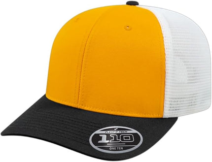 Cap America i8502 Flexfit 110 Premium Mid Profile 6-Panel Mesh Back Trucker Cap Hat w/UV Guard & Adjustable Snapback