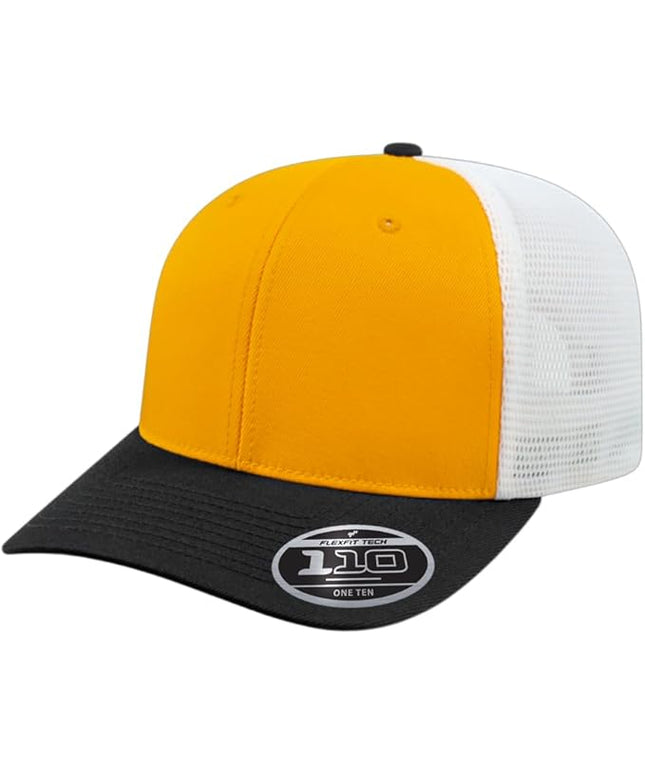 Cap America i8502 Flexfit 110 Premium Mid Profile 6-Panel Mesh Back Trucker Cap Hat w/UV Guard & Adjustable Snapback