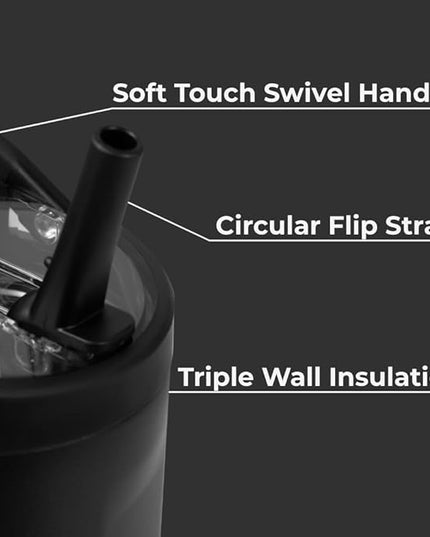 HydroJug Sport - Stainless Steel Tumbler with Straw, Vacuum Insulated, 40oz Leakproof Water Bottle, Ergonomic Design, Reusable, Dishwasher Safe, Rubber Base, Durable for Gym or Outdoors, Black