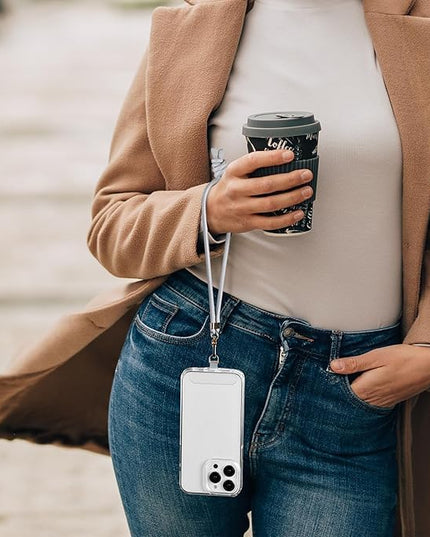 Anti-Theft Phone Lanyard Crossbody & Wrist Strap | 2 Phone Tabs, Secure Lock Design | Universal for All Phones | Adjustable Strap with Premium Metal Buckles | Skin-Friendly Nylon