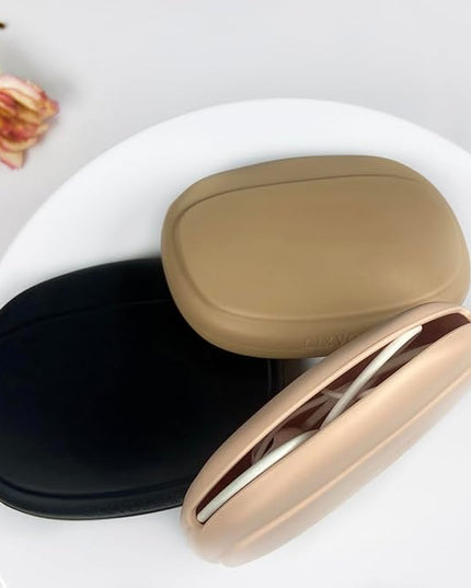 Silicone Headphone Organizer - Data Cable Storage Case - Mini Key Box - Portable Wired Headset Storage Bag (Black - Brown - Nude-3PCS)