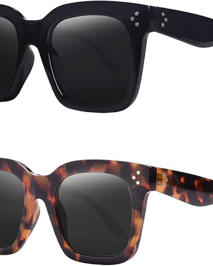 Vintage Women Oversized Sunglasses Designer Luxury Square Sun Glasses UV400 Protection Flat Lens