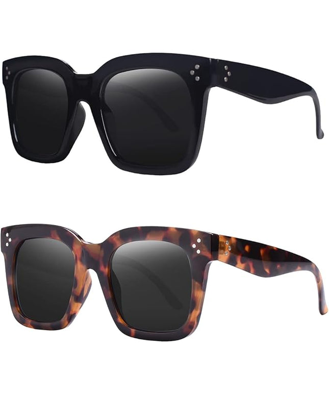 Vintage Women Oversized Sunglasses Designer Luxury Square Sun Glasses UV400 Protection Flat Lens