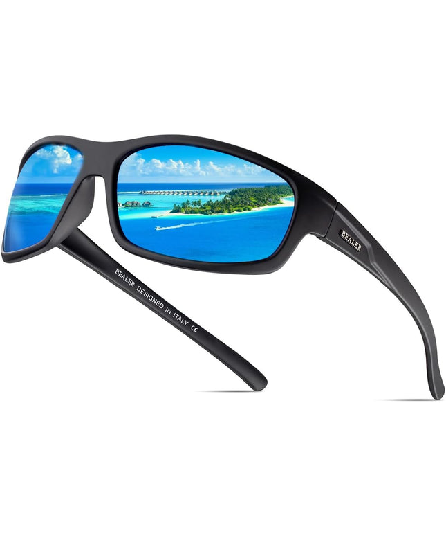 BEALER Polarized Sports Sunglasses for Men Lightweight TR90 Frame Sun Glasses Driving Cycling Fishing UV Protection Shades