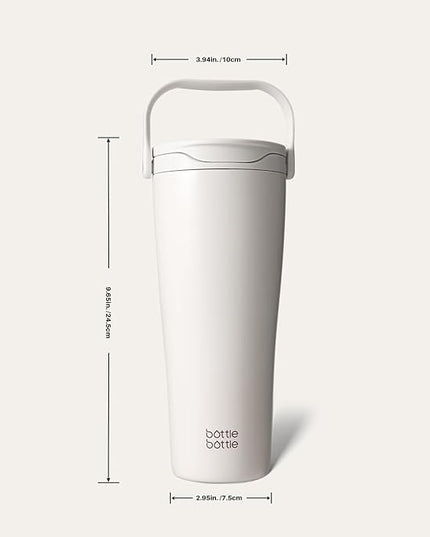 BOTTLE BOTTLE Insulated Tumbler with Handle & Straw Lid, 30oz Stainless Steel Leak-Proof Water Bottle for Hot & Cold Drinks, Add Ice Without Unscrewing, BPA-Free for Travel, Sports, Office(Gray)