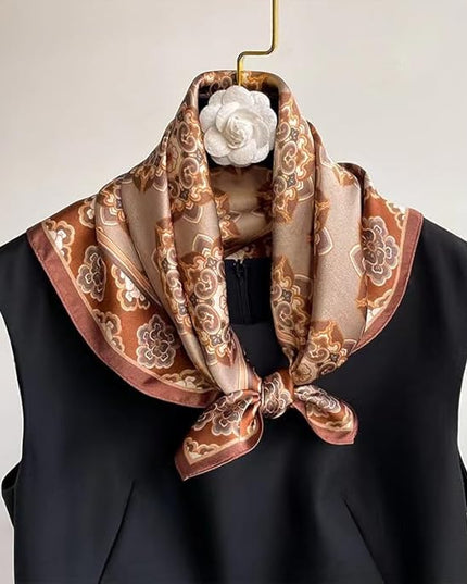 ANDANTINO 100% Mulberry Silk Scarf -21” Lightweight Square Neckerchief – Breathable Digital Printed Scarves with Gift Packed