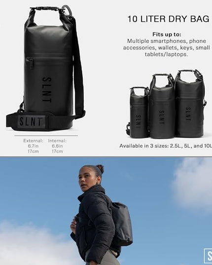 SLNT Waterproof Faraday Dry Bag - 420D Waterproof Nylon Signal Blocking Backpack - Protects Electronics from Water, Spying, Hacking - Blocks RFID, WiFi, Bluetooth, NFC, Cellular, GPS, EMF (10 Liter)