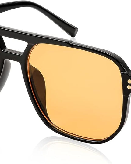 FEISEDY Retro Square Aviator Sunglasses Women Men 70s Vintage Trendy Plastic Frame Sun Glasses B2835