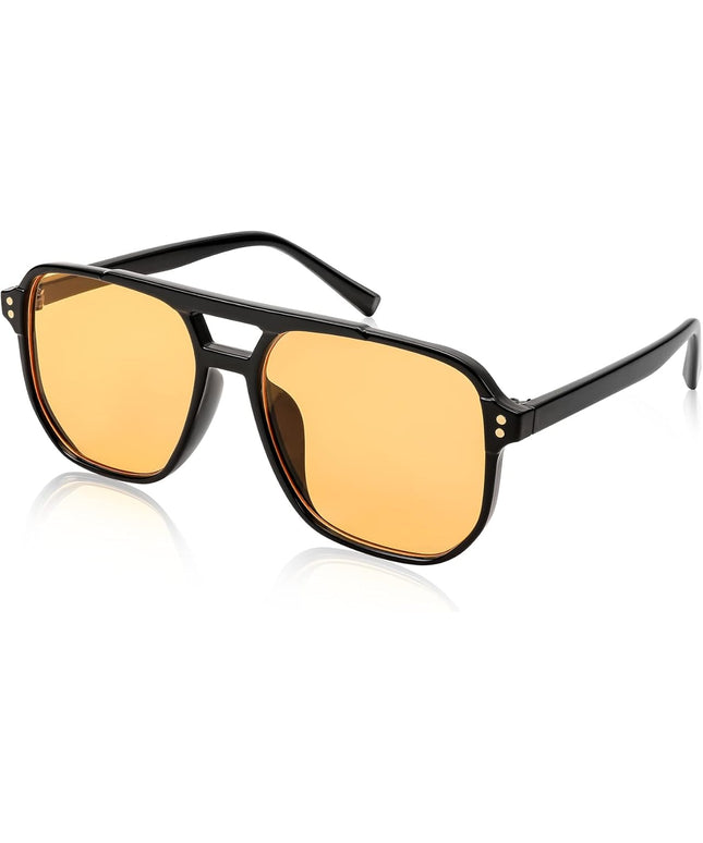 FEISEDY Retro Square Aviator Sunglasses Women Men 70s Vintage Trendy Plastic Frame Sun Glasses B2835