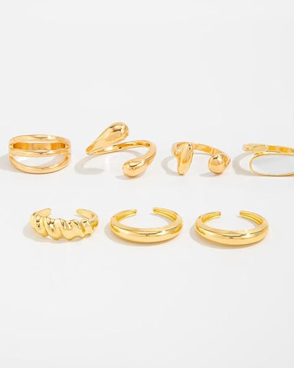 Rings for Women Adjustable Chunky Rings Set Vintage Wide Colorful Flower Stackable Ring for Women Thick Statement Ring Chunky Jewlery