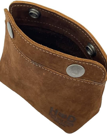 Hide & Drink, Leather Double Snap Pouch, Coin Purse, Cash & Card Holder, Cable Organizer, Makeup, Handmade (Swayze Suede)