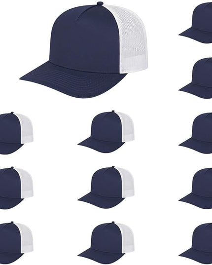 Cap America i3039 Classic 5 Panel Mid Profile Structured Trucker Mesh Back Cap w/ & Adjustable Snapback