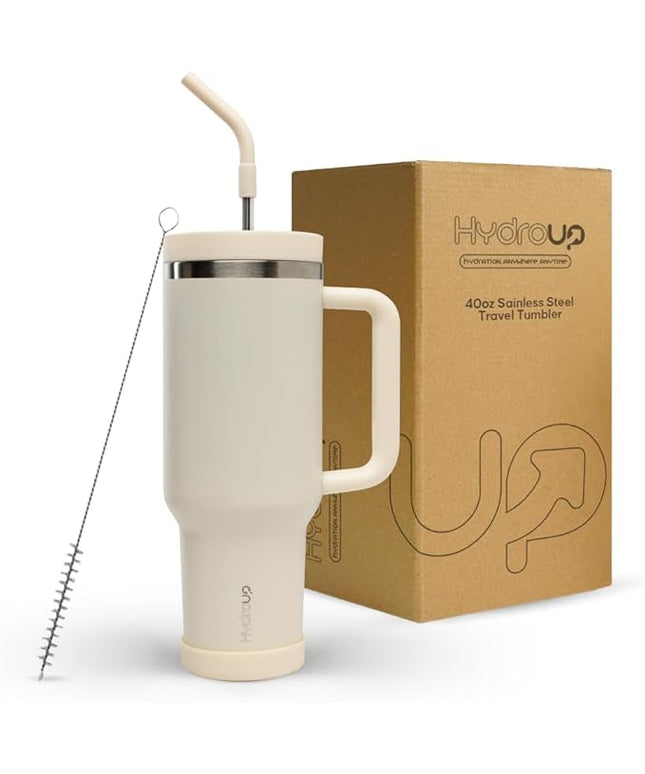 40oz Travel Tumbler Cup with Handle, Two-Way Slider Lid, Stainless Steel Straw with Silicone Tip, Vacuum Insulated Water Bottle for Hot & Cold Drinks, Great Gifts for Mom