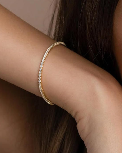 DASIQI Zirconia Tennis Bracelet for Women Hypoallergenic Gold Silver Titanium Steel Chains with Rainbow Stones, Pavé Sparkle | Everyday Luxury