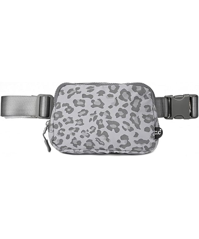 C.C Belt Bag for Women – Quilted Fanny Pack Crossbody Waist Bag with Adjustable Strap, Fashion Gift Idea (Leopard Pattern - grey)