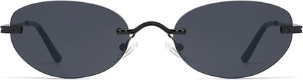 SOJOS Retro Small Oval Sunglasses Womens Trendy Rimless Sun Glasses Vintage Narrow Shades SJ1242