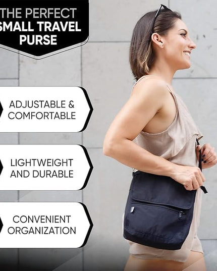 Peak Gear Crossbody Travel Purse with RFID Blocking Pocket and Lifetime Recovery Service. Nylon Shoulder Bag