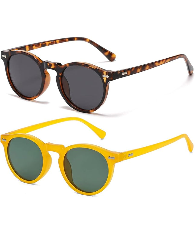 Gleyemor Vintage Polarized Sunglasses for Men Round Sunglasses UV400 Protection Retro Hand-crafted Acetate Frame